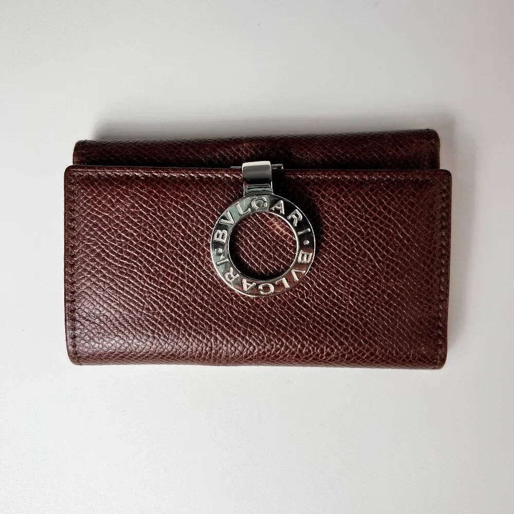 BVLGARI‎ Brown Leather Wallet Keychain Made in Italy